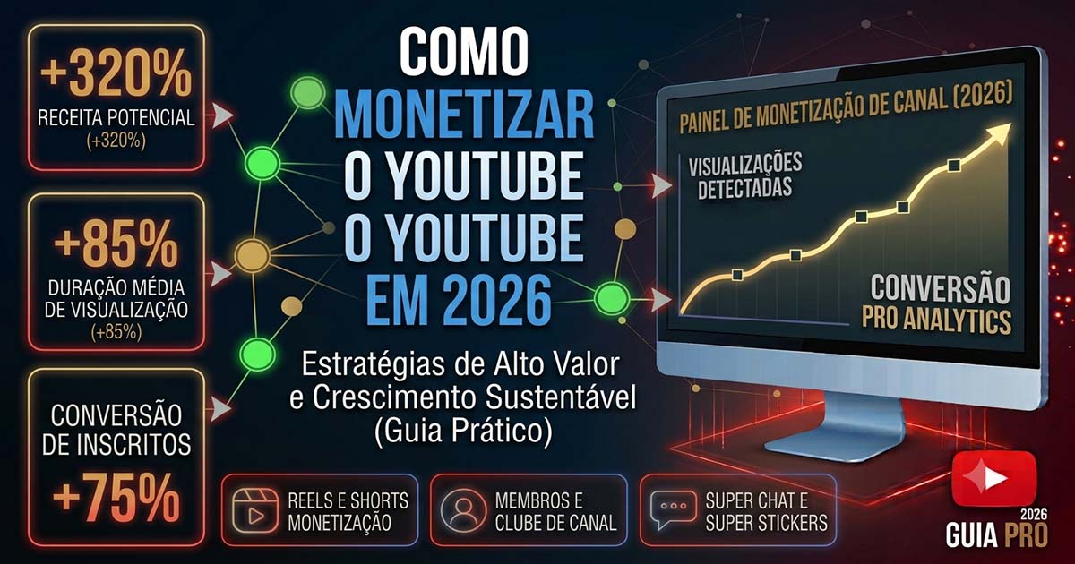 Como Monetizar o YouTube em 2026: Do Zero à Monetização Ativa